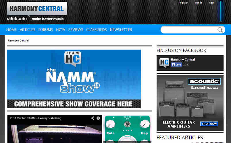 homepage of harmony central