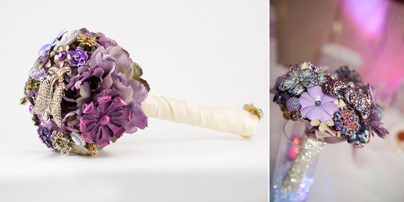 Purple Crystal Stem Brooch Bouquet