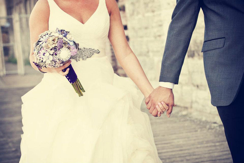 Purple Natural Stem Brooch Bouquet