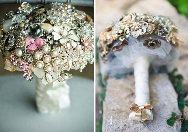 Pearl Crystal Brooch Bouquet Tulle