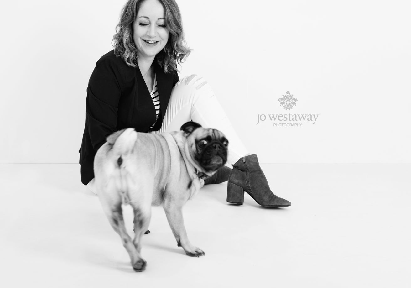 Behind the scenes personal branding photography session - with a dog