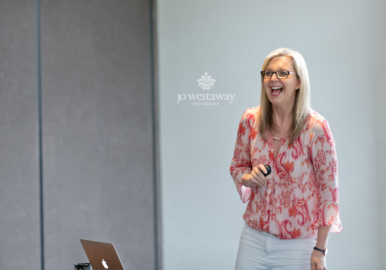 Jo Westaway speaking in Brisbane on being more visible and personal brand & headshot photos
