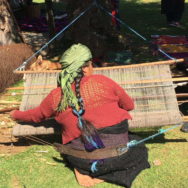 Weaving on a Back strap loom in Chamula