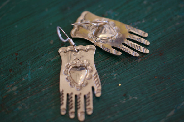 Nickel Silver Frida Kahlo Necklace & Earrings, Zinnia Folk Arts