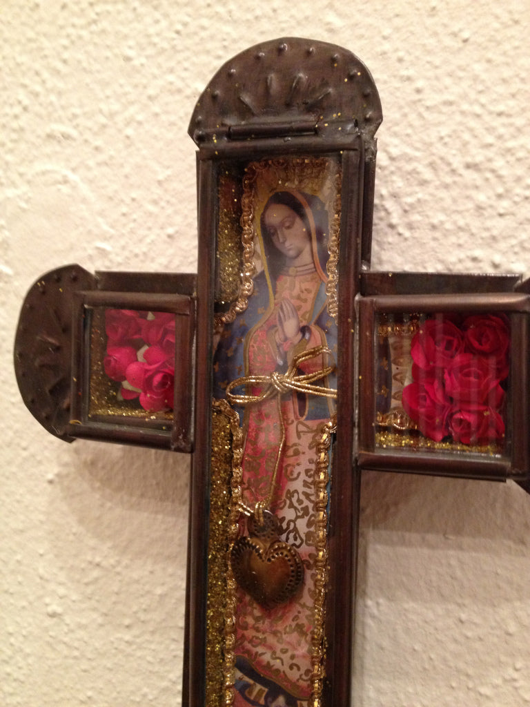 Tin Cross with Virgin of Guadalupe