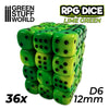 GREEN STUFF WORLD 36x D6 12mm Dice - Lime Swirl