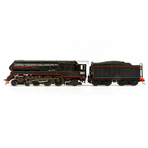 ARM HO C38 Class 4-6-2 ‘Pacific’ Streamliner Express Passenger Locomotive #3803 - Black with Red Lining
