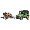 BRUDER Land Rover Defender Wagon w/ Trailer, Snowmobile & D