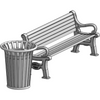 HWS Classic Park Bench and Rubbish Bin (1/87)