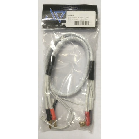 JPRC 600mm 2 Cell LiPo Charge Lead - 4mm/5mm (White)