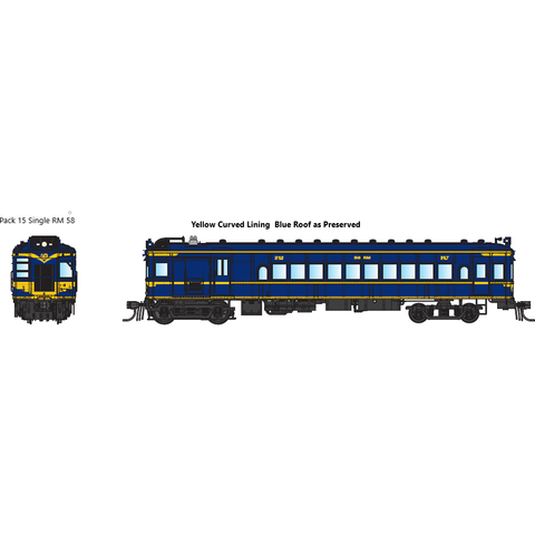 IDR HO VR Derm RM58 1990s - Now Yellow Curved Lining, Blue Roof as Preserved DCC Sound