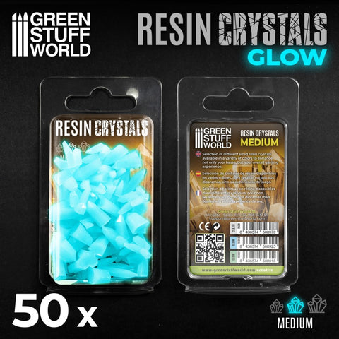 Image of GREEN STUFF WORLD Aqua Turquoise Glow Resin Crystals - Medi