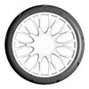 GRP 1/8 GT - T04 Slick - XM4 SoftMedium - Mounted on New 20 Spoked Rigid White Wheel - 1 Pair