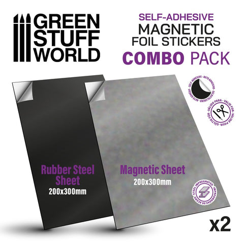GREEN STUFF WORLD Magnetic Sheet Combo - Self Adhesive
