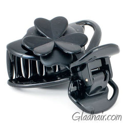 French Plastic Hair Claw with Flower and Covered Spring