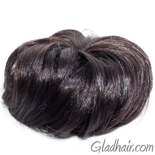 Imitation Brown Hair Bun with 2 Side Combs and Elastic Inside