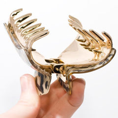 Leopard Print Plastic Hair Claw with Plastic Gold Teeth