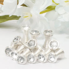 Silver Color Hairsprings with Clear Stone - Card of 12