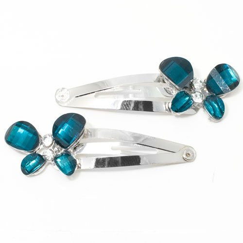 Silver Sleepies with Colored Butterfly Top and Two Crystals - Pair