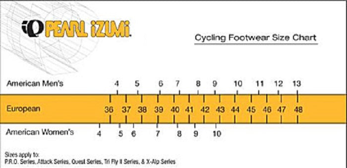 road bike shoe size chart