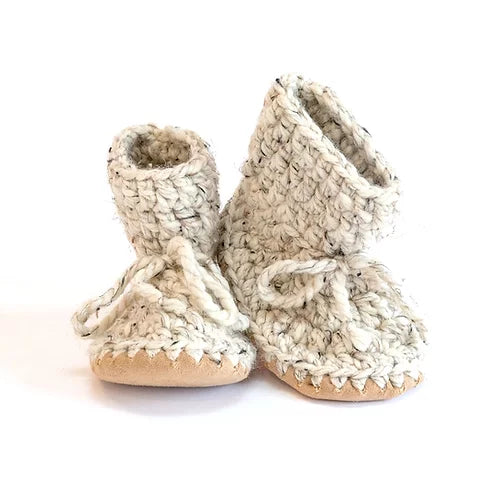 Huddy Buddies Handmade Stay-on Wool Booties - Oatmeal Various Sizes