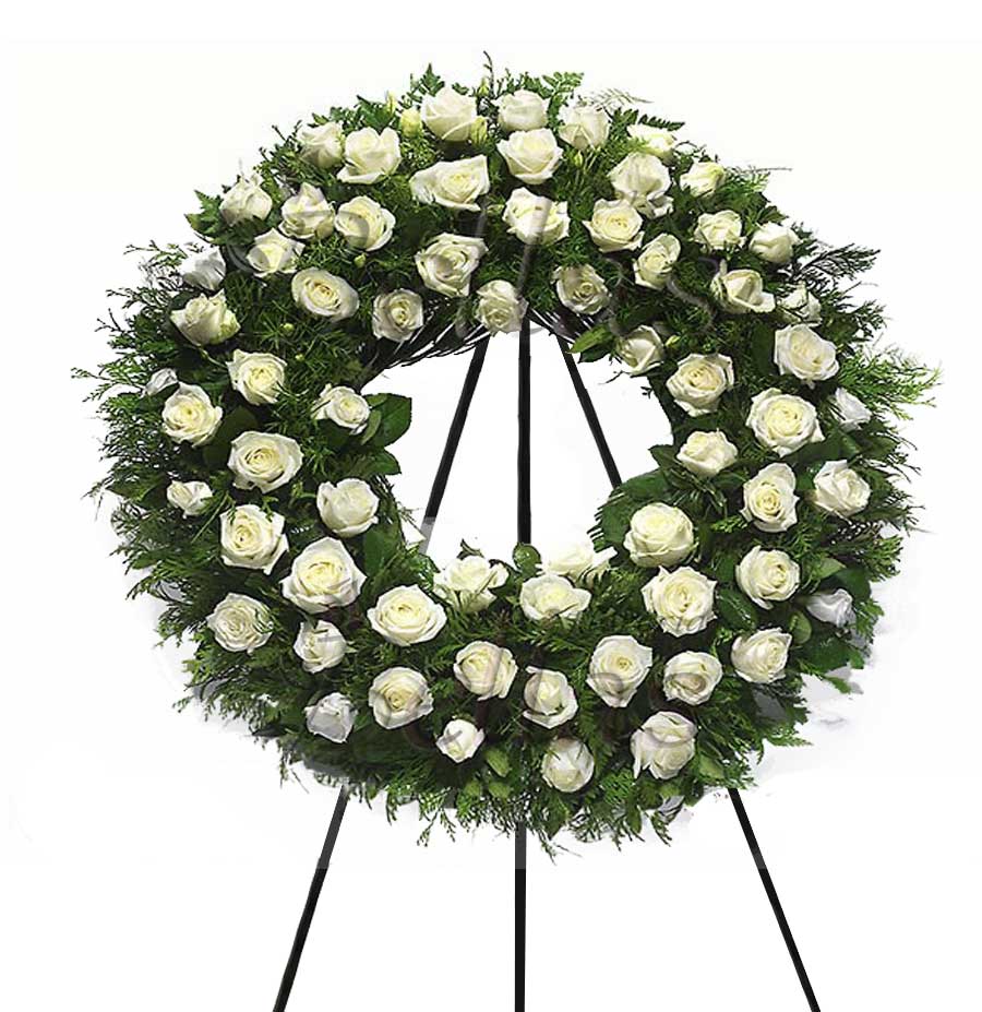 Corona Condolencias 96 Rosas blancas