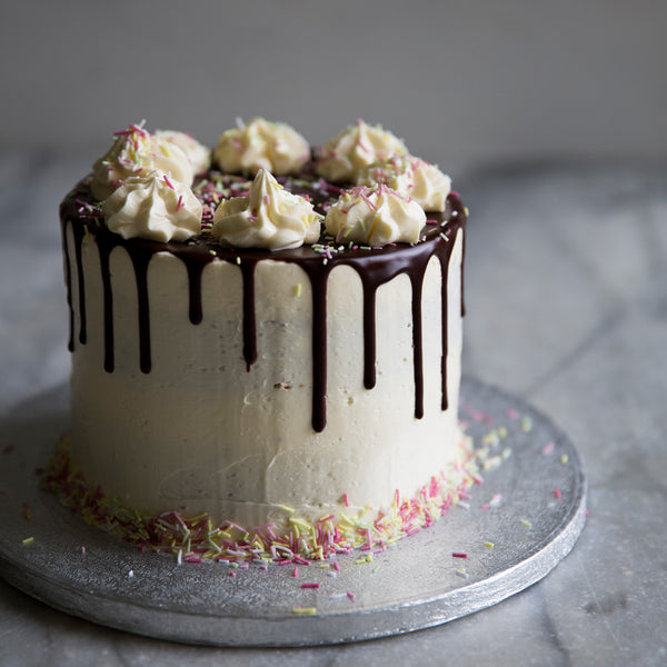 Simple chocolate drip birthday cake recipe