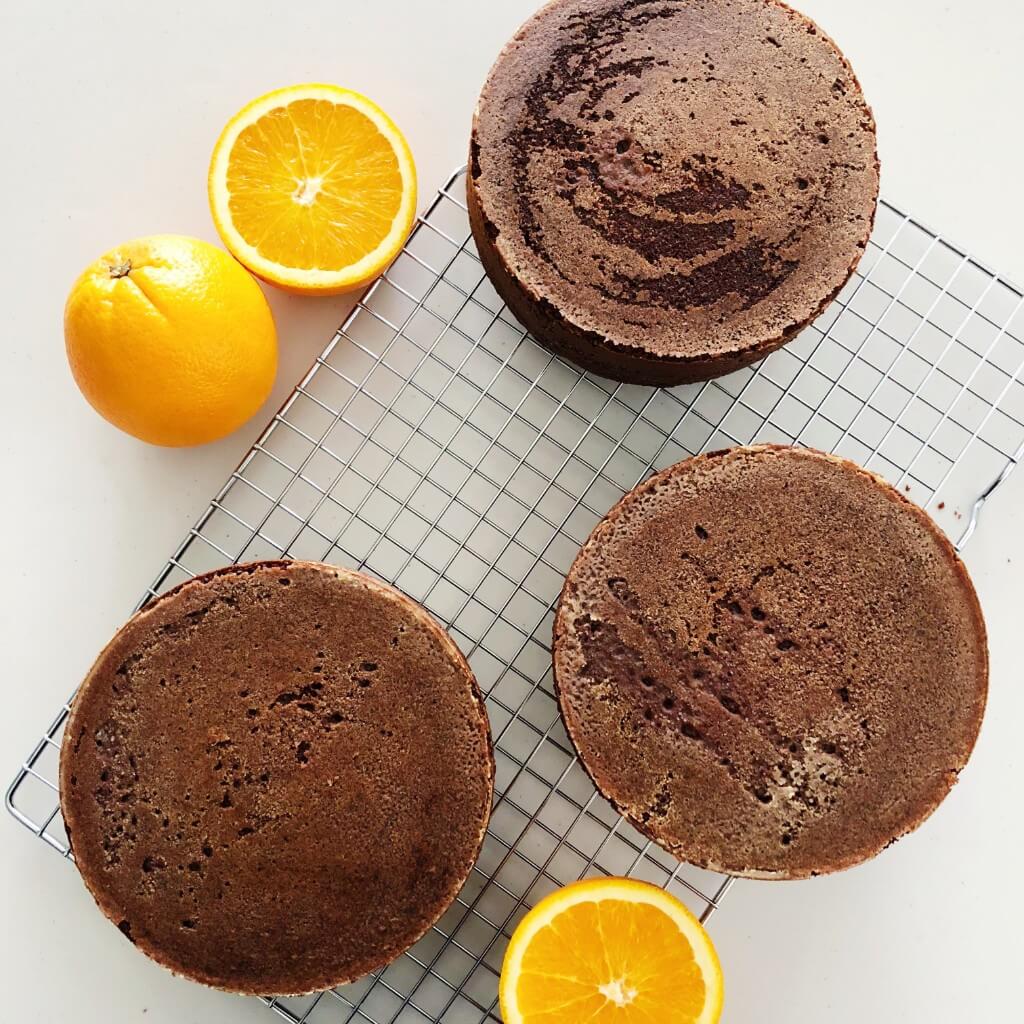 Chocolate Orange Drip Cake Recipe - baked sponges