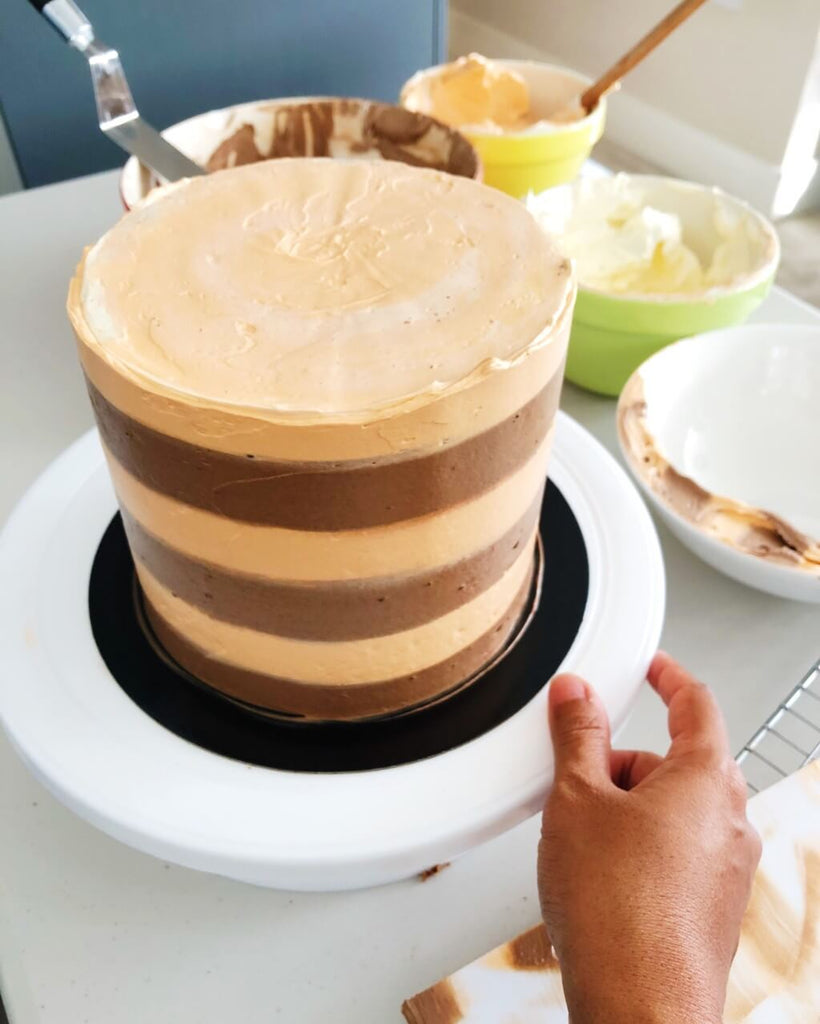 Chocolate Orange Drip Cake Recipe - smooth buttercream stripes