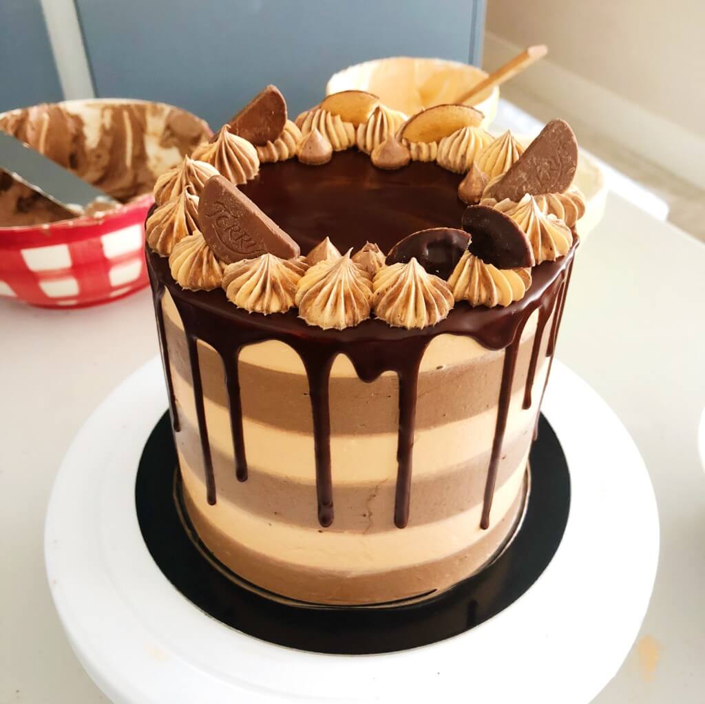 Chocolate Orange Drip Cake Recipe - with terry's chocolate orange segments and jaffa cakes