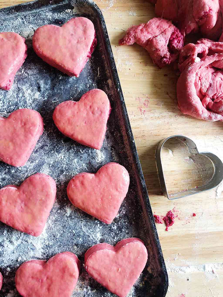 Heart Shaped Raspberry Scone Recipe - baking tray