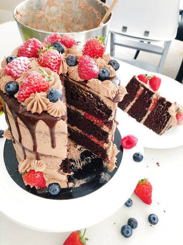 Chocolate Cake and fruit