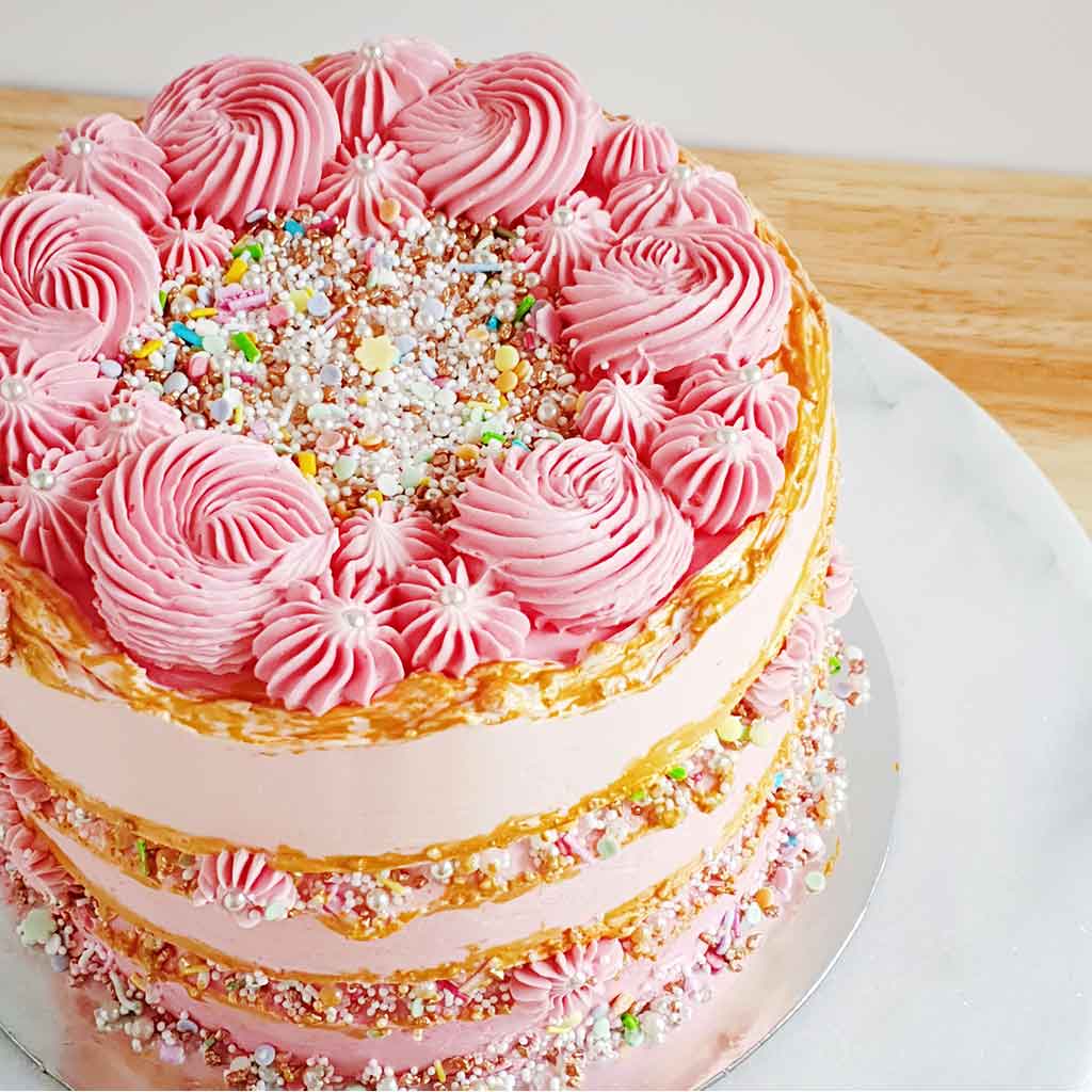 Pink Fault Line Cake 1