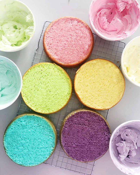 Rainbow Cake Recipe - rainbow sponge and buttercream