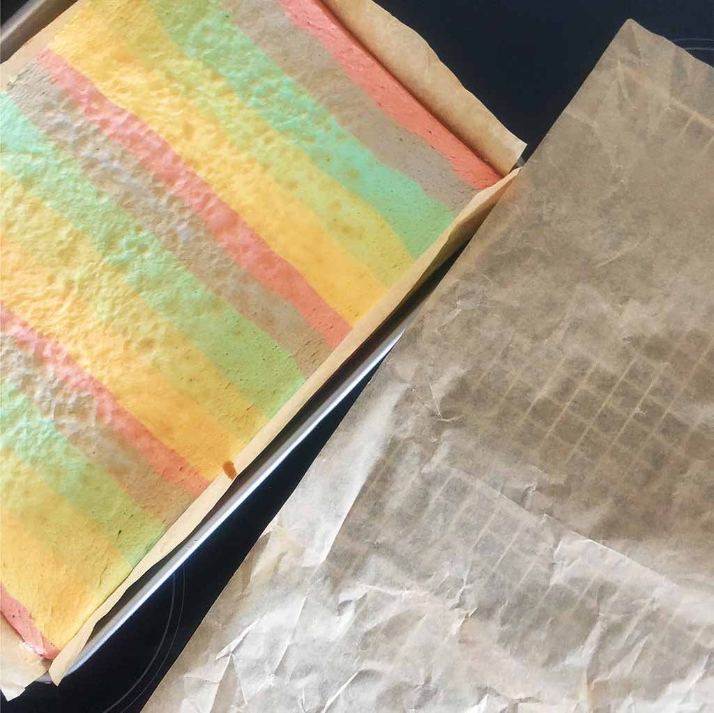 Rainbow Cake Roll Recipe - baked sponge