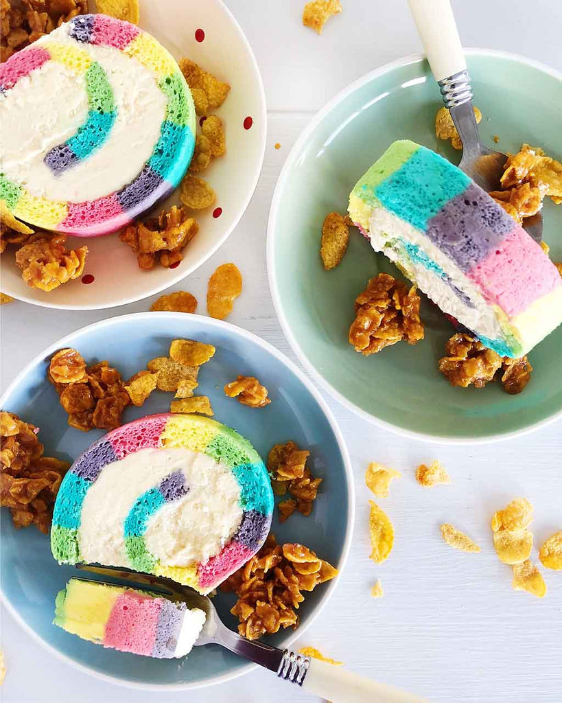 Rainbow Cake Roll Recipe - slices.