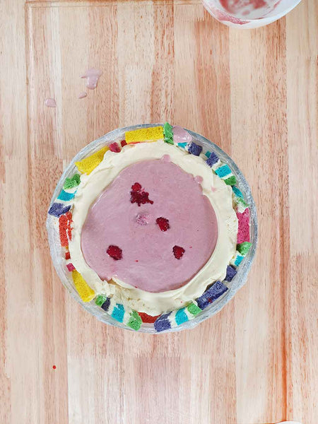 Rainbow Charlotte Royale - filled with cream cheese ganache and raspberry bavarois Recipe