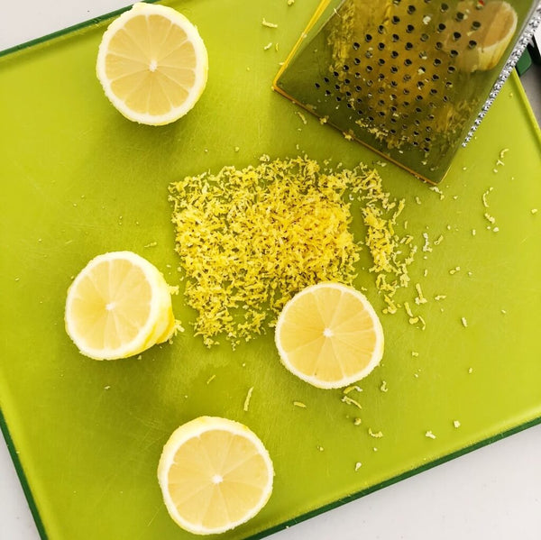 Vegan Lemon Drizzle Syrup Recipe - zested lemons