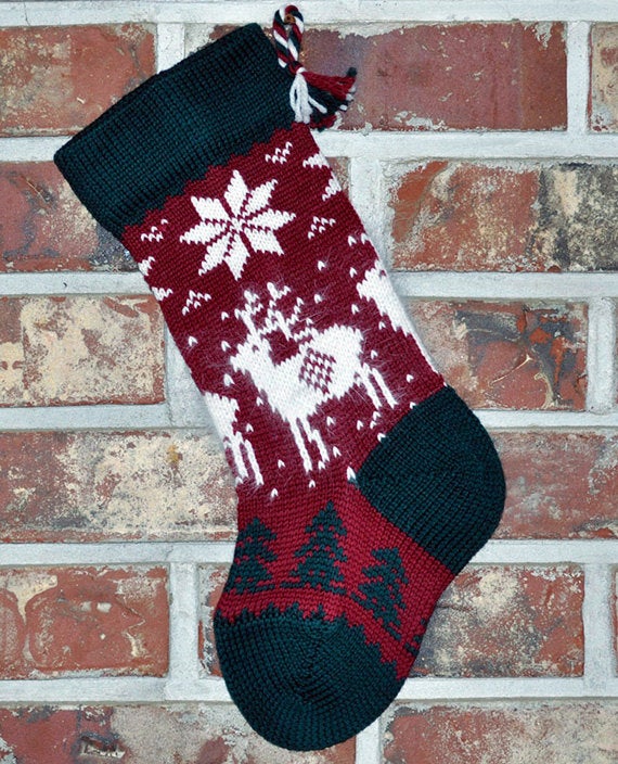 Small Knit Wool Christmas Stocking - Angora Reindeer – Fly Designs