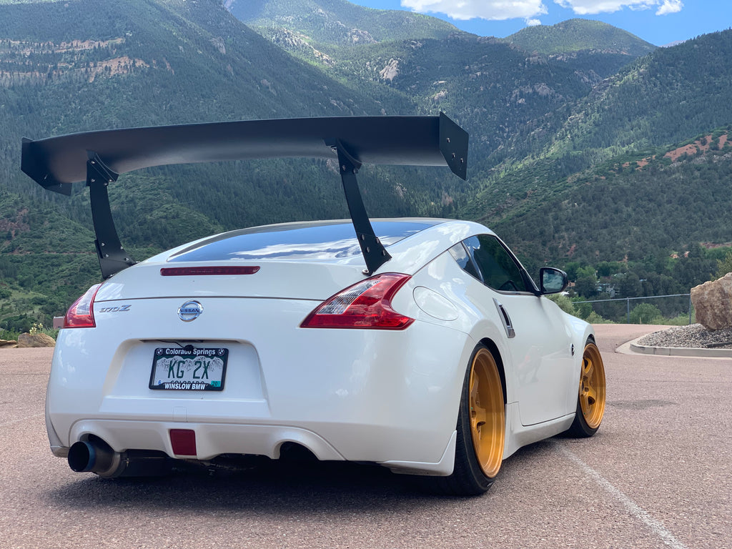 white 370z gt wing rear