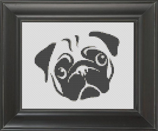 Pug BW 01 - Cross Stitch Pattern Chart – Crass Cross