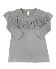 Gray Shoulder Rufffle Sweater Dress | Ruffle Butts