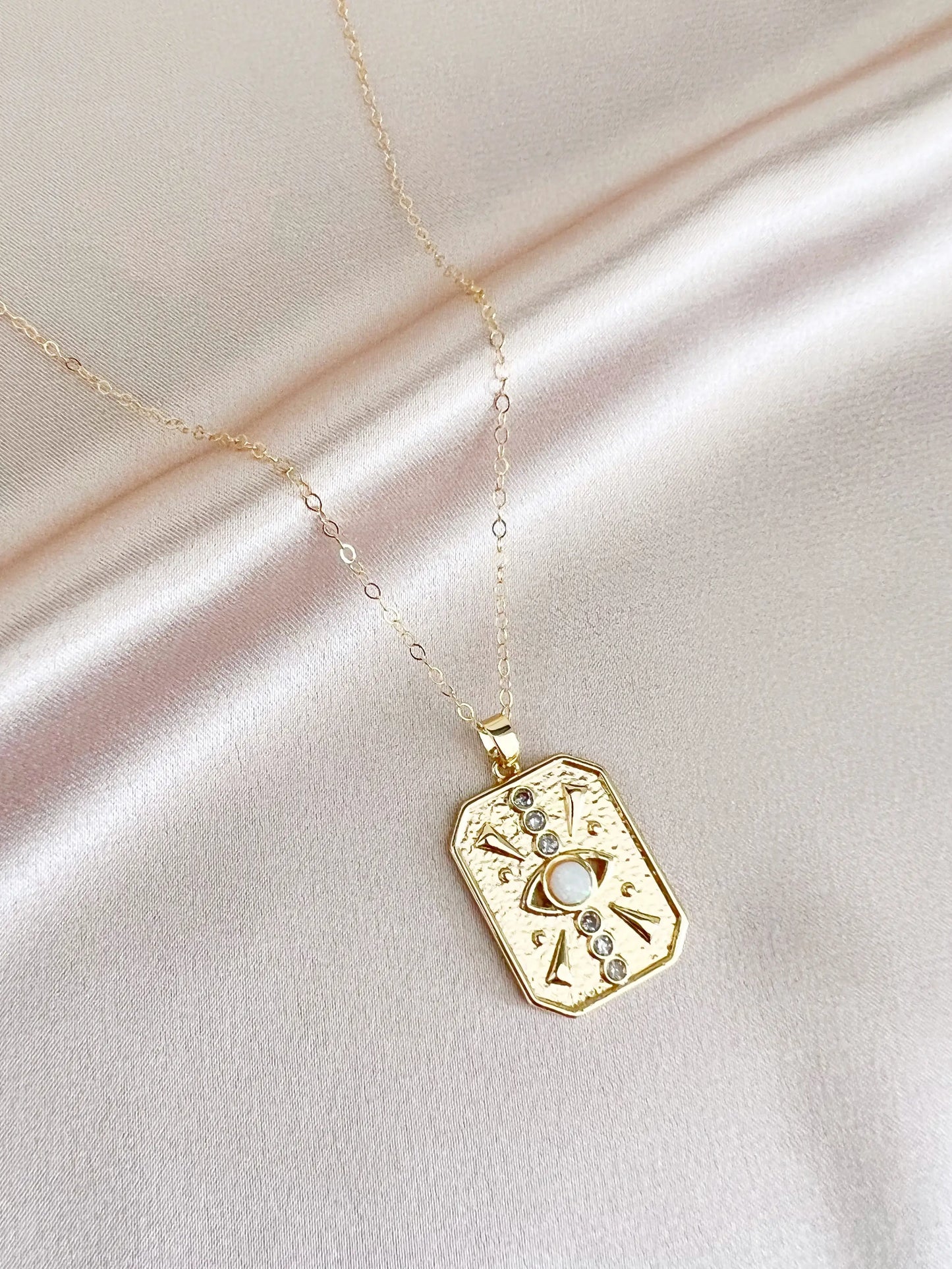 All Seeing Evil Eye Necklace Gold Filled