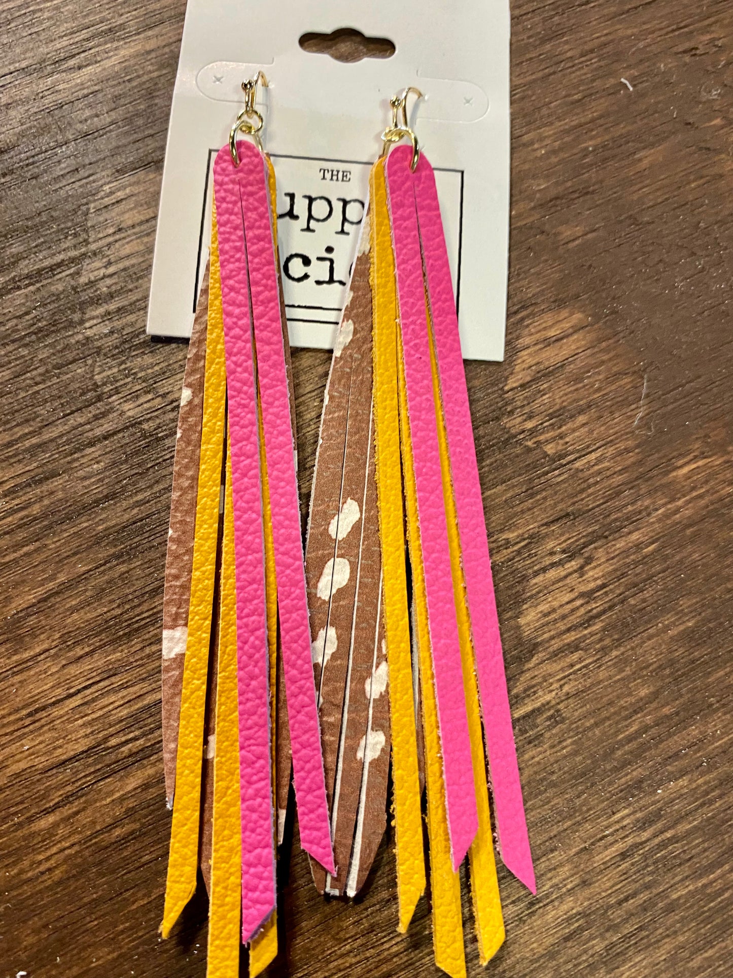 Layered Leather Tassel Earrings