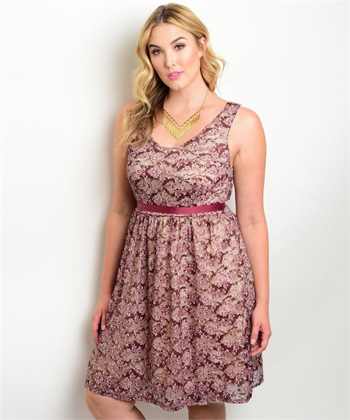 women's plus size burgundy dress