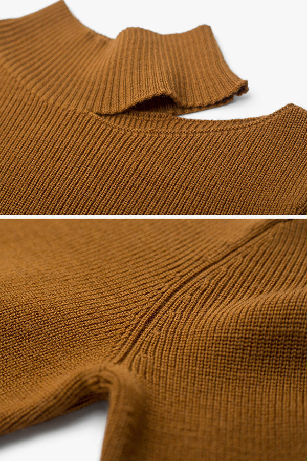 Bell Sleeved Cutout Crop Sweater in Mustard