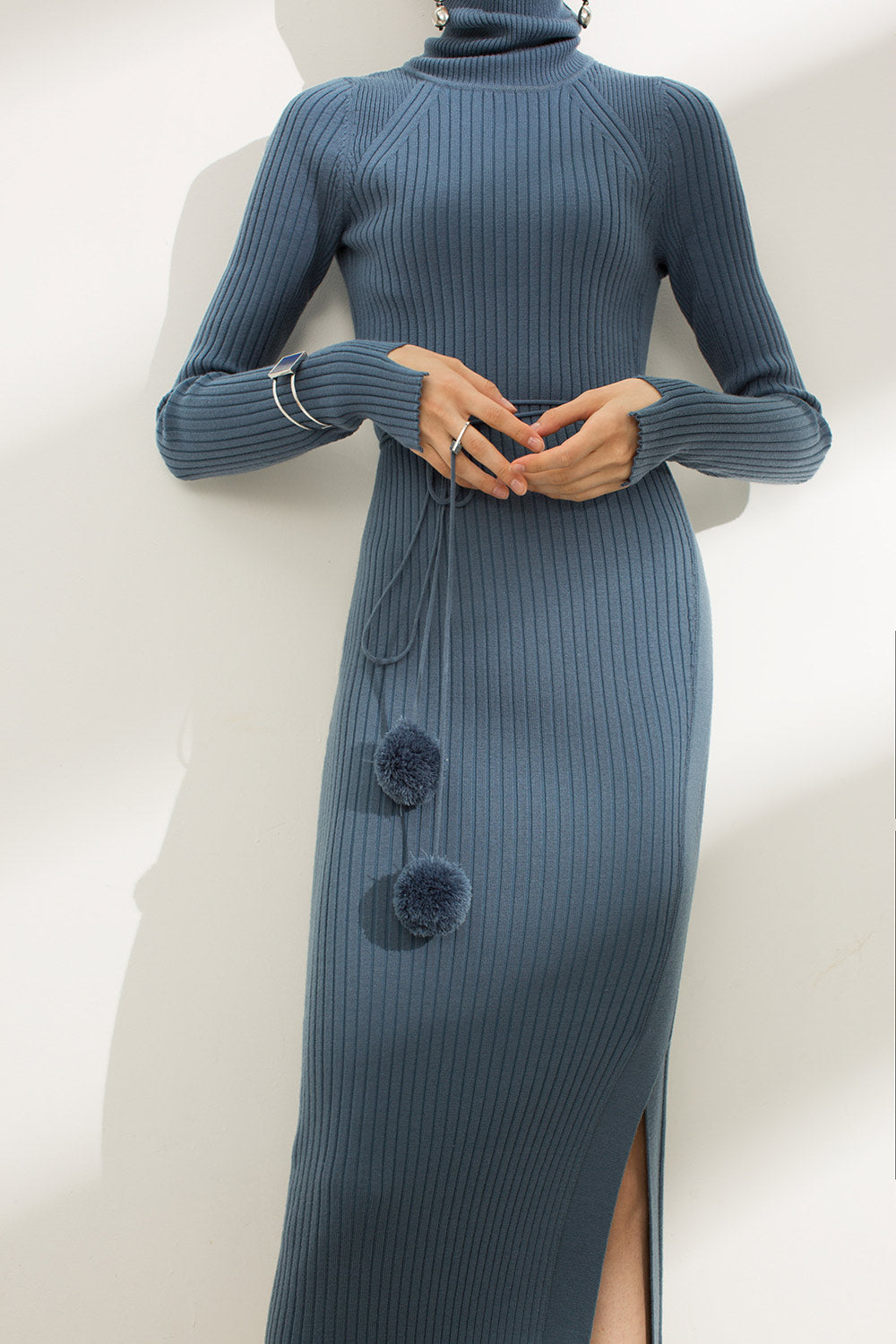 Stretch Knit Wool Blend Dress