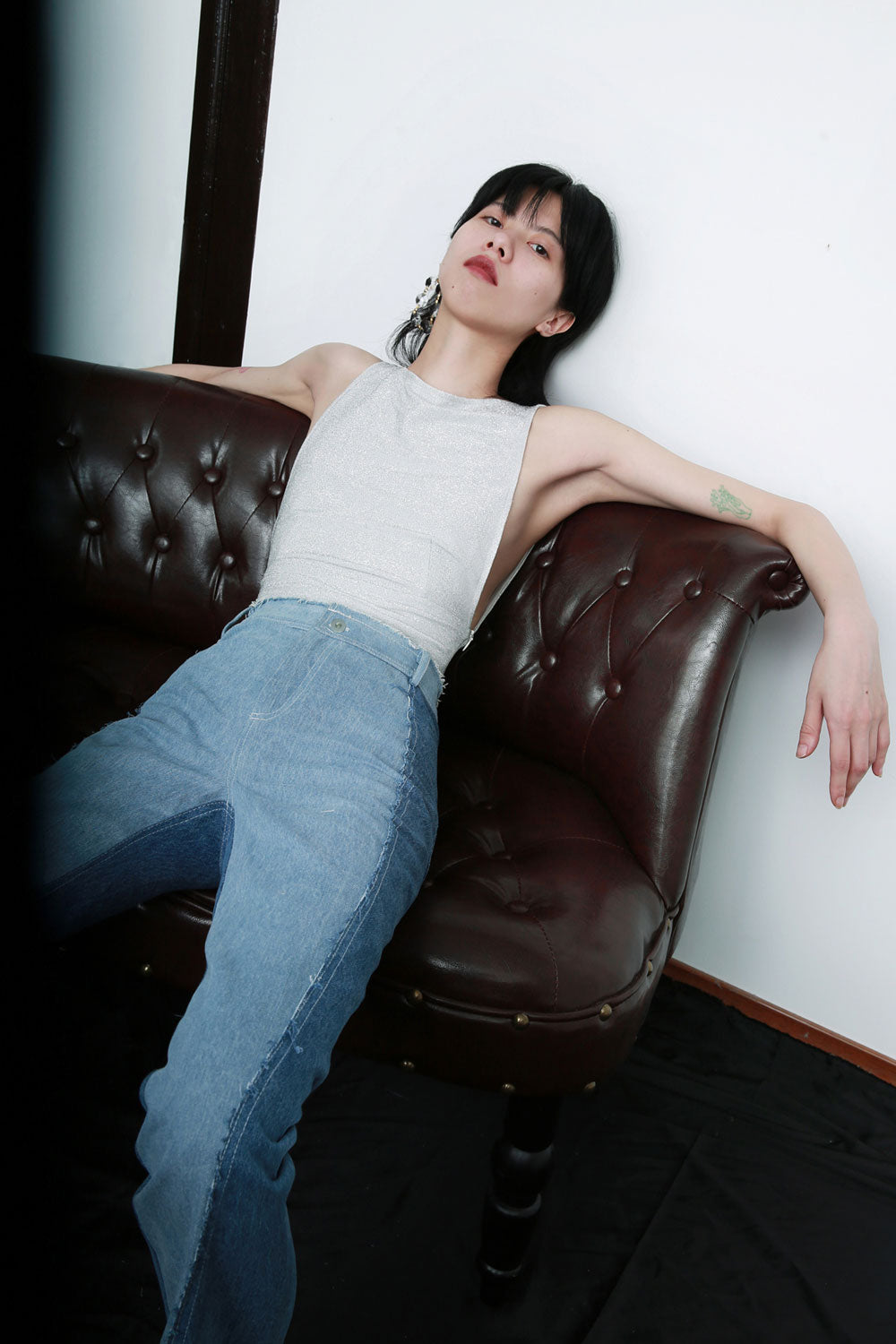 High-Rise Two-Tone Jeans