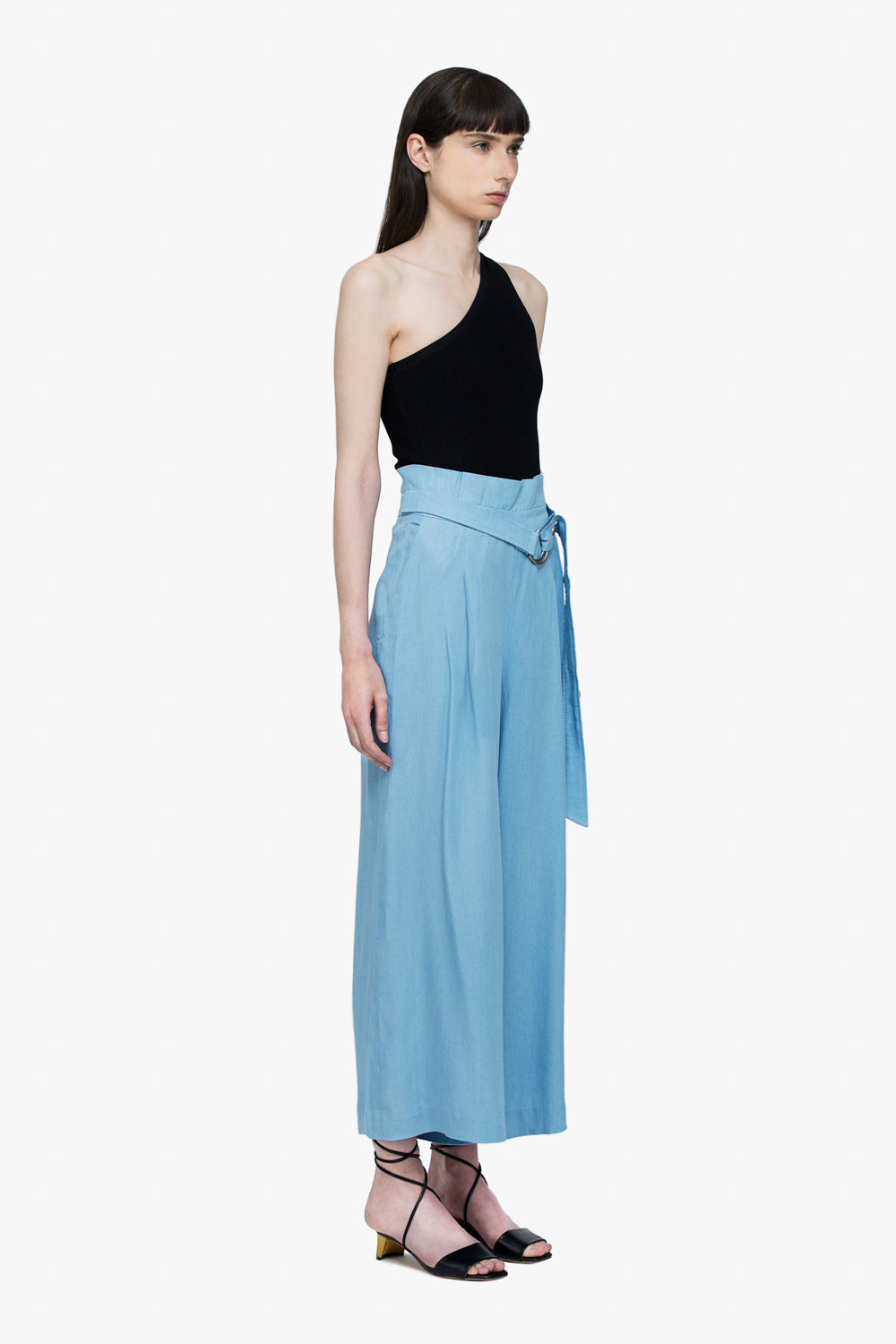 One Shoulder Viscose Nylon Ribbed Top
