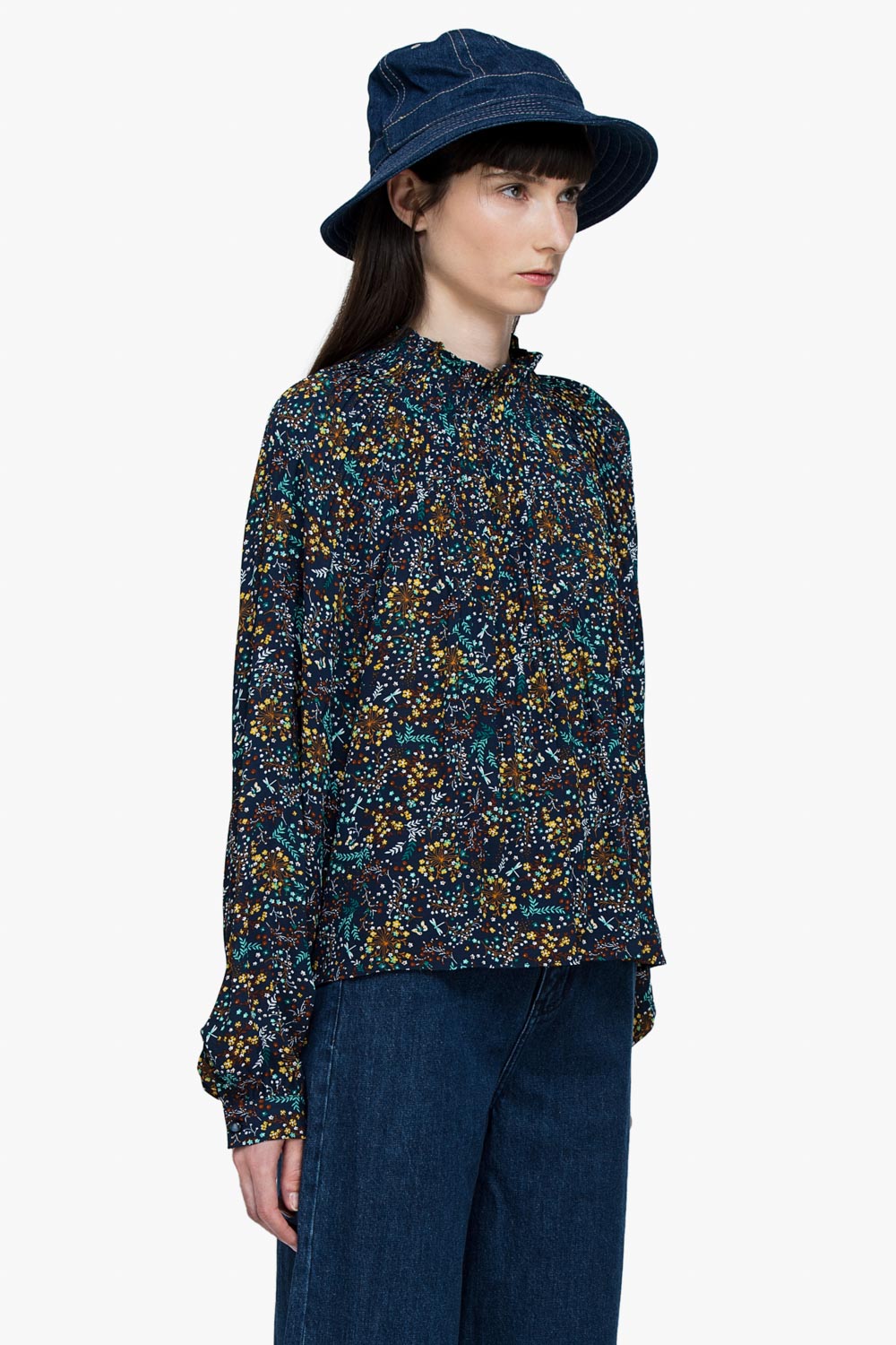 Floral High Neck Crop Blouse